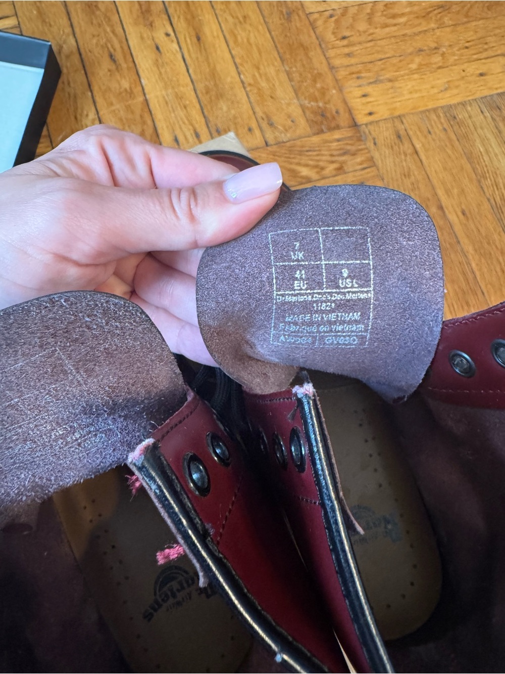 Dr. Martens 8-Eye Leather Boots in Cherry/Bordeaux - Picture 7 of 12